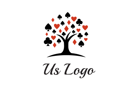 gambling card sign on tree logo