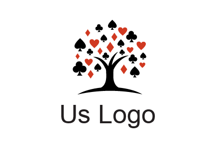 gambling card sign on tree logo