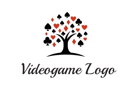 gambling card sign on tree logo