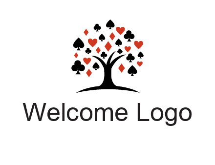 gambling card sign on tree logo