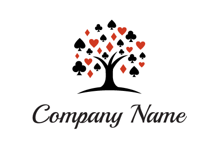 gambling card sign on tree logo