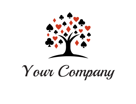 gambling card sign on tree logo