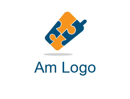 puzzle pieces in mobile shape logo