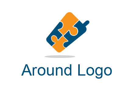 puzzle pieces in mobile shape logo