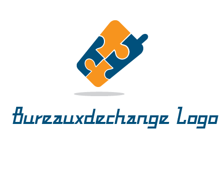 puzzle pieces in mobile shape logo