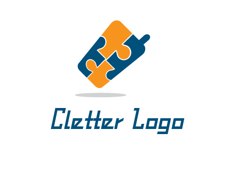 puzzle pieces in mobile shape logo