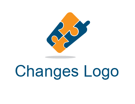 puzzle pieces in mobile shape logo