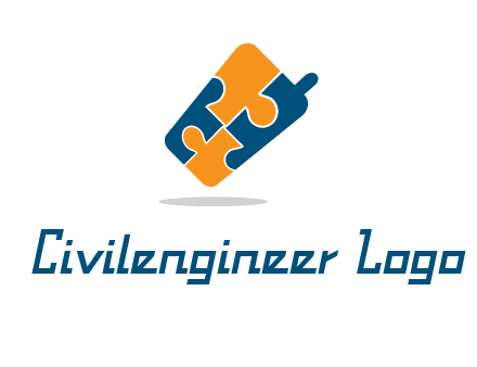 puzzle pieces in mobile shape logo