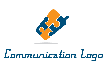 puzzle pieces in mobile shape logo