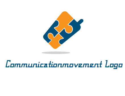 puzzle pieces in mobile shape logo