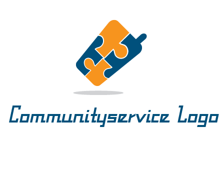 puzzle pieces in mobile shape logo