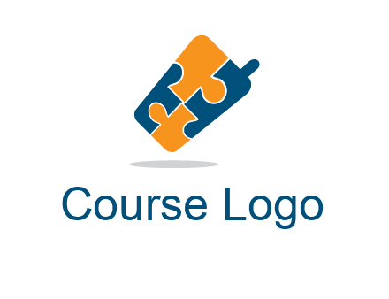 puzzle pieces in mobile shape logo
