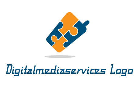 puzzle pieces in mobile shape logo