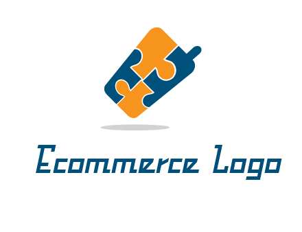 puzzle pieces in mobile shape logo