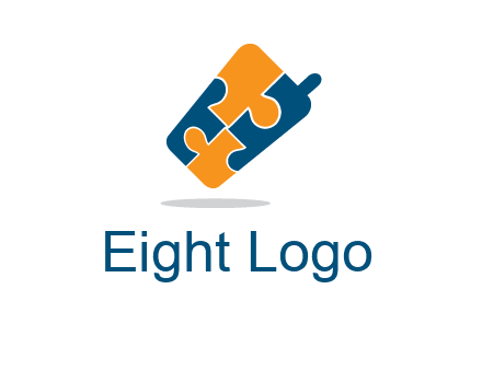 puzzle pieces in mobile shape logo