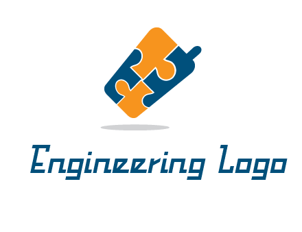 puzzle pieces in mobile shape logo