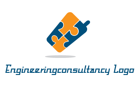 puzzle pieces in mobile shape logo