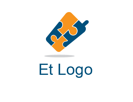 puzzle pieces in mobile shape logo