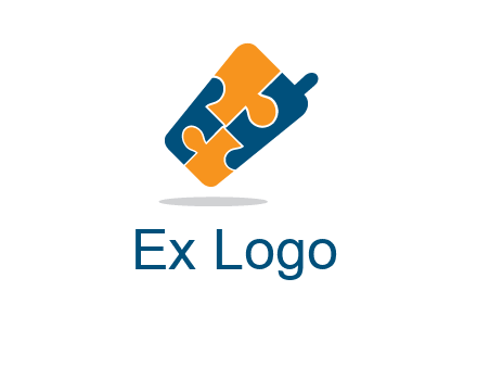 puzzle pieces in mobile shape logo