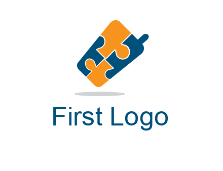 puzzle pieces in mobile shape logo