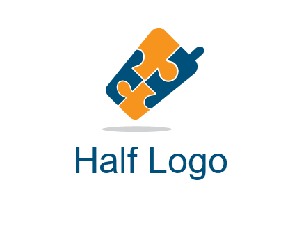 puzzle pieces in mobile shape logo
