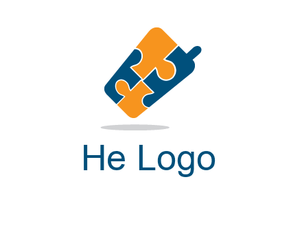 puzzle pieces in mobile shape logo