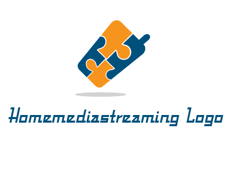 puzzle pieces in mobile shape logo
