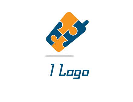 puzzle pieces in mobile shape logo