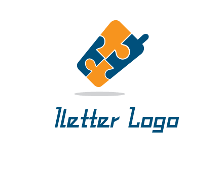 puzzle pieces in mobile shape logo