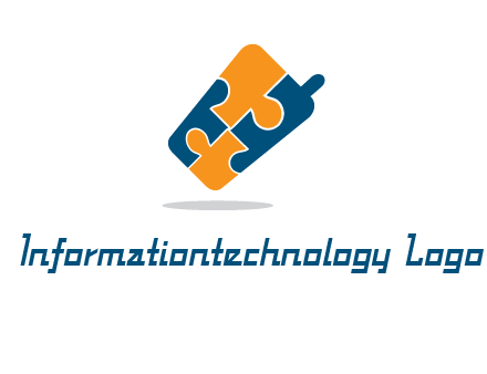 puzzle pieces in mobile shape logo