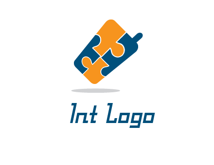 puzzle pieces in mobile shape logo