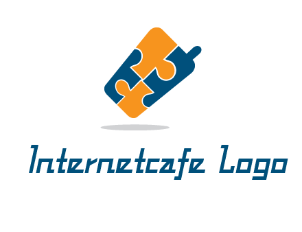 puzzle pieces in mobile shape logo