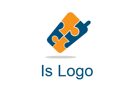 puzzle pieces in mobile shape logo