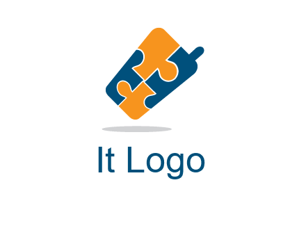 puzzle pieces in mobile shape logo