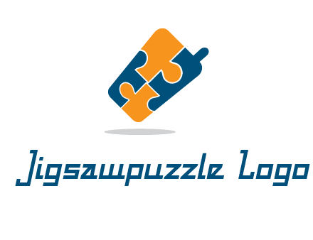 puzzle pieces in mobile shape logo