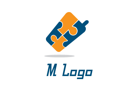 puzzle pieces in mobile shape logo