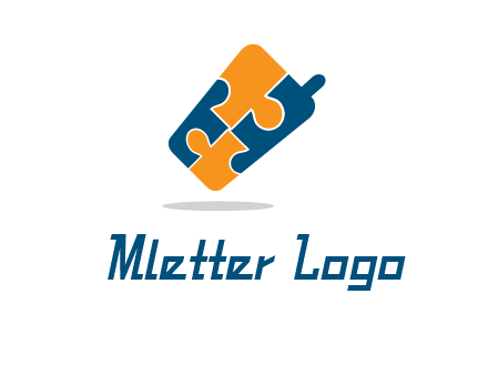 puzzle pieces in mobile shape logo