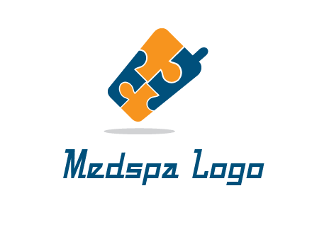 puzzle pieces in mobile shape logo