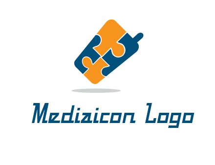 puzzle pieces in mobile shape logo