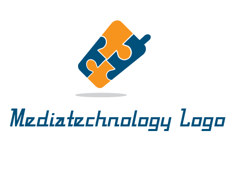 puzzle pieces in mobile shape logo