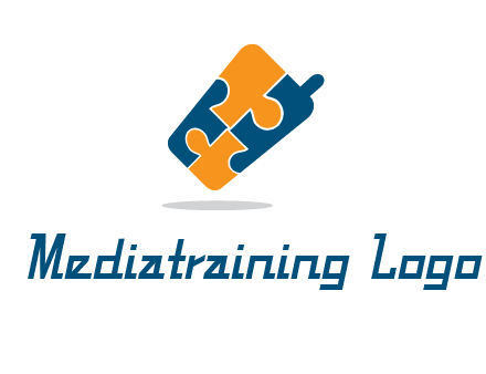 puzzle pieces in mobile shape logo