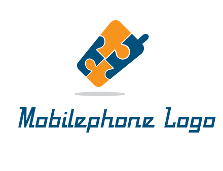 puzzle pieces in mobile shape logo