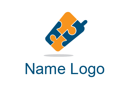 puzzle pieces in mobile shape logo