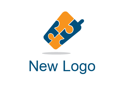 puzzle pieces in mobile shape logo