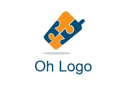puzzle pieces in mobile shape logo