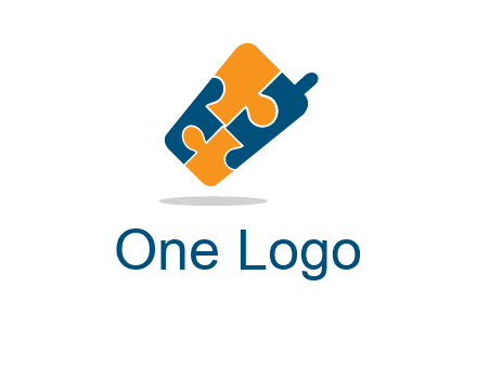 puzzle pieces in mobile shape logo