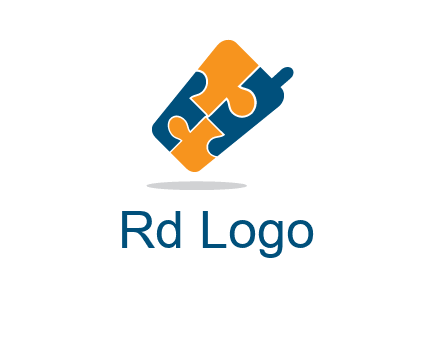 puzzle pieces in mobile shape logo