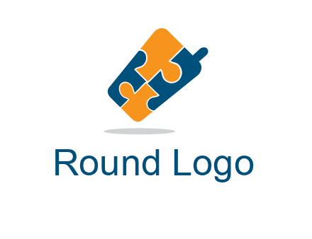 puzzle pieces in mobile shape logo