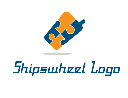 puzzle pieces in mobile shape logo