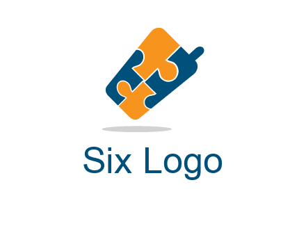 puzzle pieces in mobile shape logo